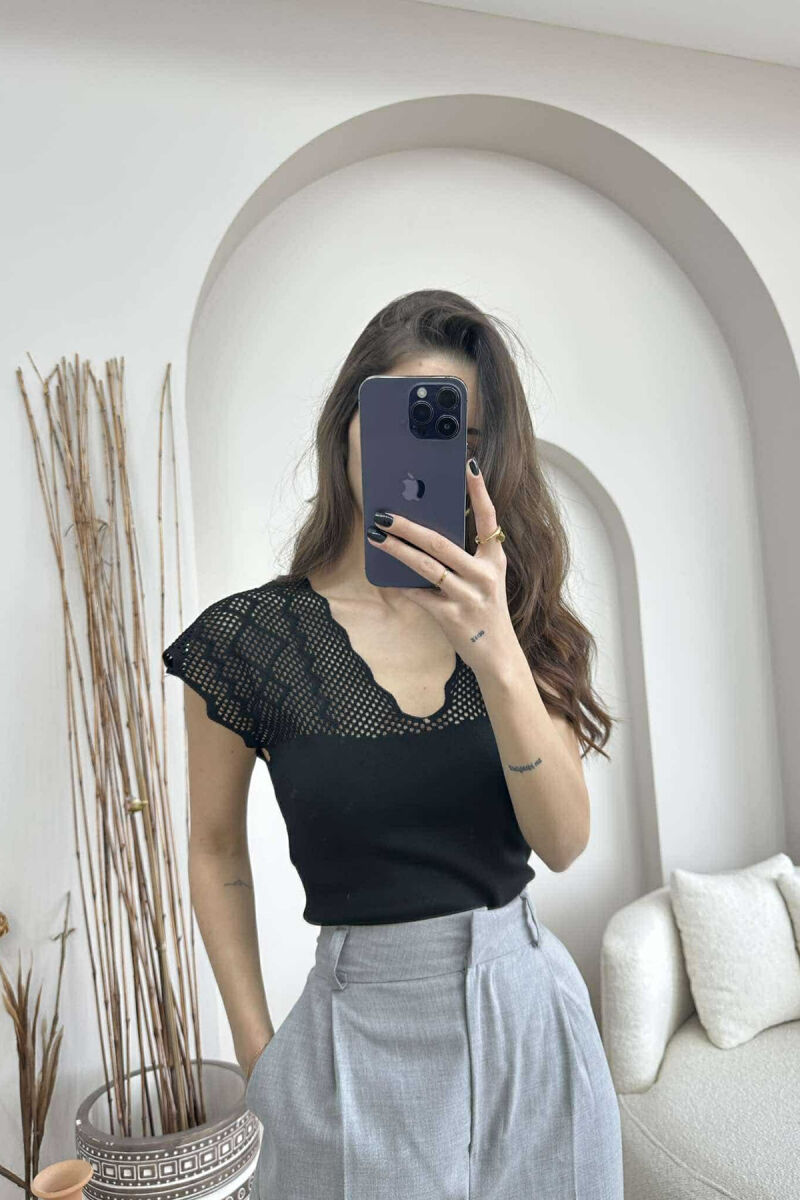 ONE COLOR LACE WOMEN TANK TOP BLACK/ E ZEZE - 4