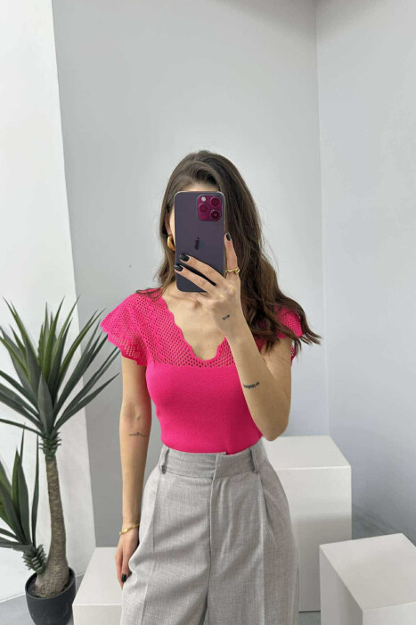 ONE COLOR LACE WOMEN TANK TOP FUCHSIA/CIKLAMI - 1