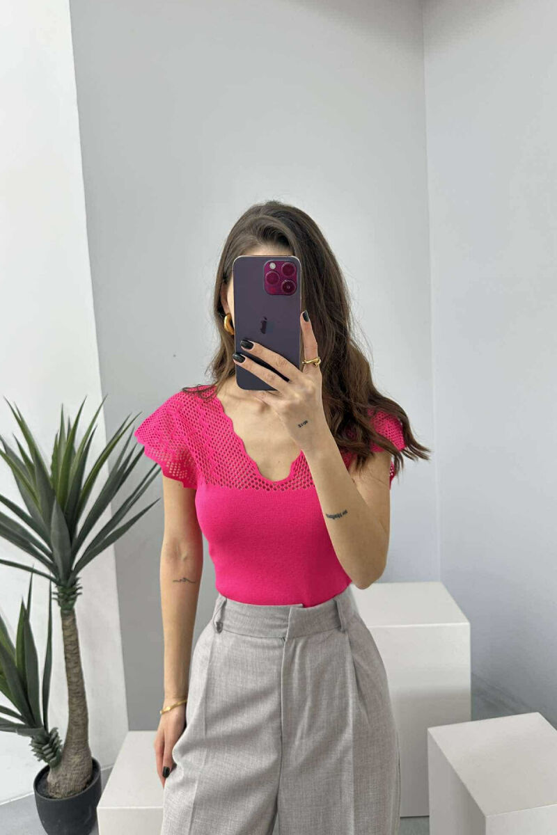 ONE COLOR LACE WOMEN TANK TOP FUCHSIA/CIKLAMI - 1