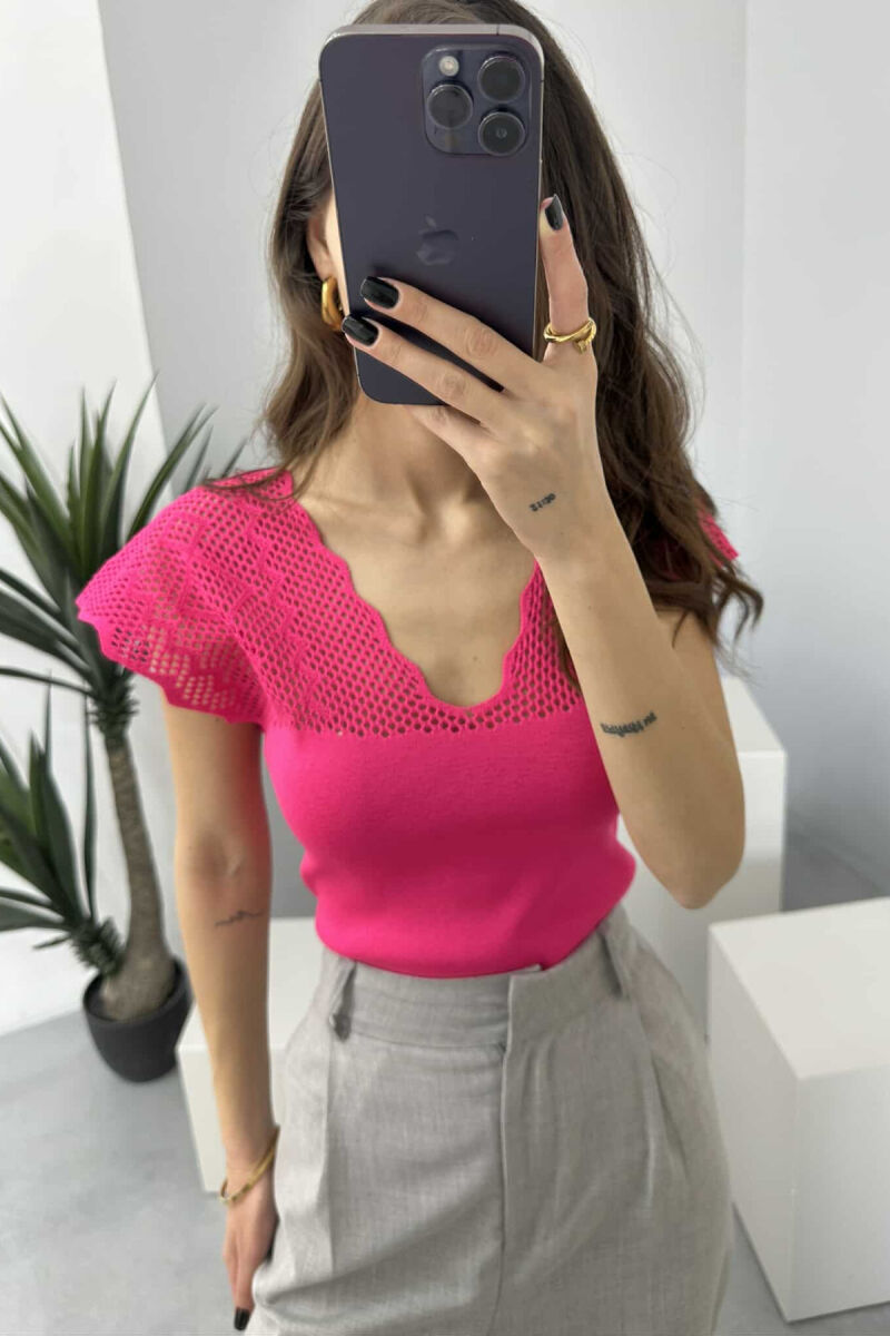 ONE COLOR LACE WOMEN TANK TOP FUCHSIA/CIKLAMI - 2
