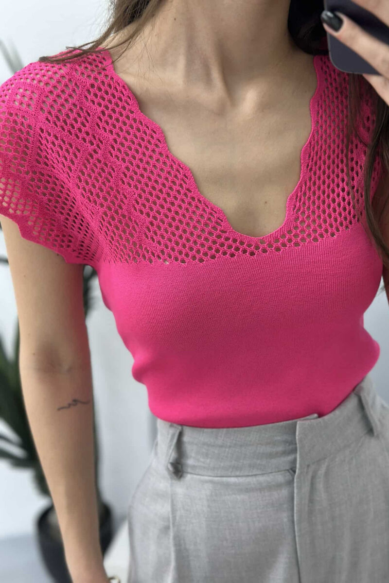 ONE COLOR LACE WOMEN TANK TOP FUCHSIA/CIKLAMI - 4