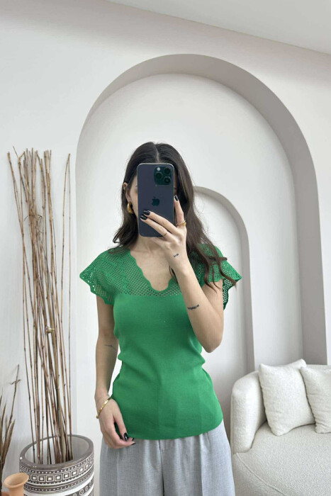 ONE COLOR LACE WOMEN TANK TOP GREEN/JESHILE 