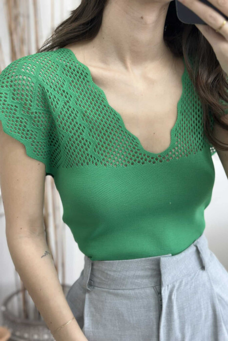 ONE COLOR LACE WOMEN TANK TOP GREEN/JESHILE - 3