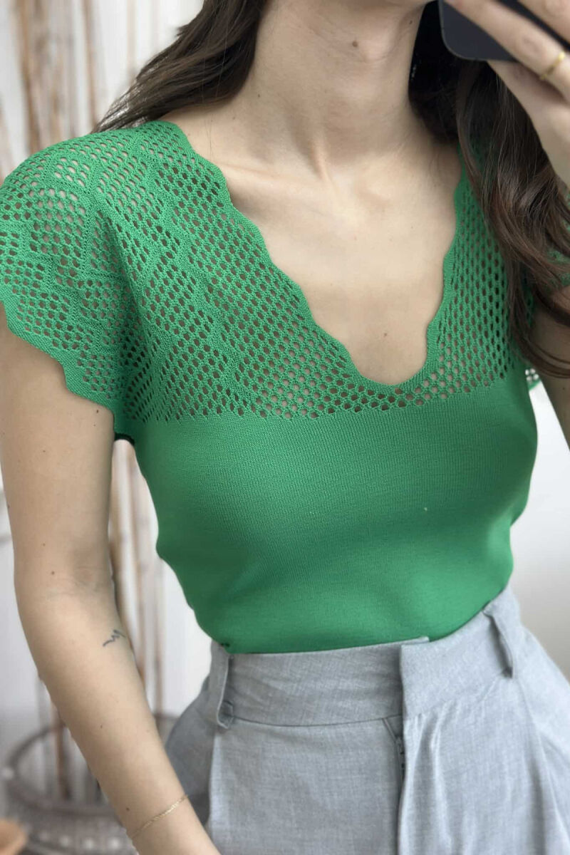 ONE COLOR LACE WOMEN TANK TOP GREEN/JESHILE - 3