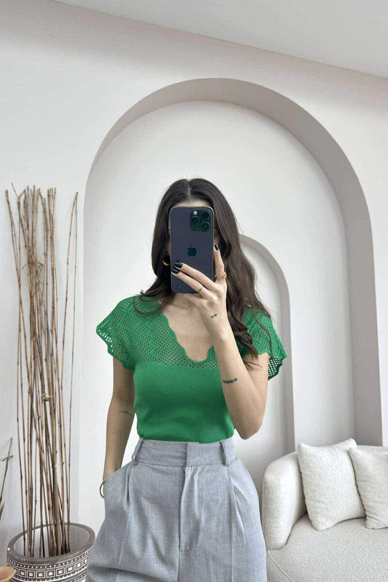ONE COLOR LACE WOMEN TANK TOP GREEN/JESHILE - 4