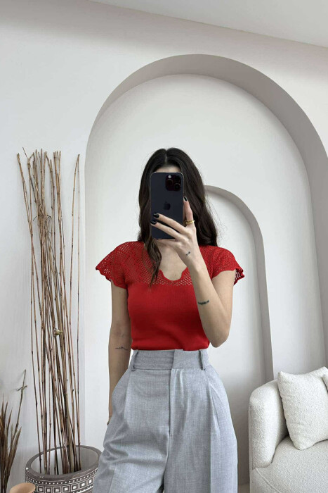 ONE COLOR LACE WOMEN TANK TOP RED/E KUQE 