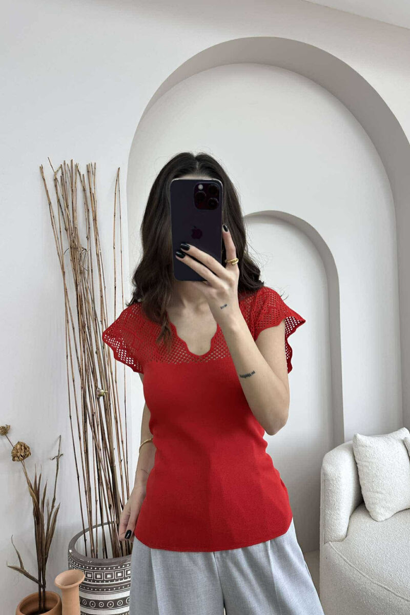 ONE COLOR LACE WOMEN TANK TOP RED/E KUQE - 2