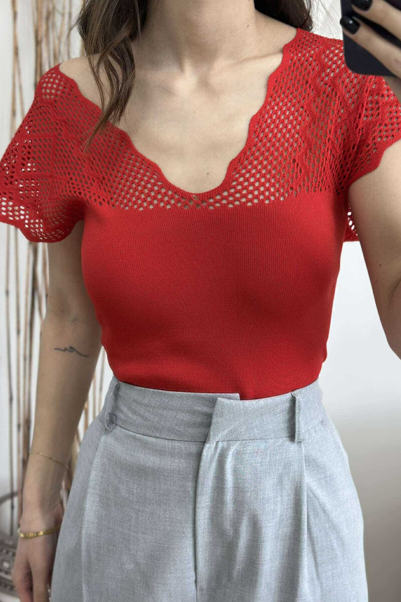 ONE COLOR LACE WOMEN TANK TOP RED/E KUQE - 3