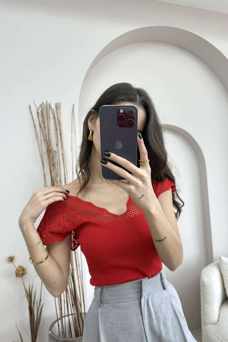 ONE COLOR LACE WOMEN TANK TOP RED/E KUQE - 4
