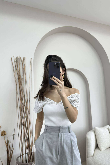 ONE COLOR LACE WOMEN TANK TOP WHITE-E BARDHE 