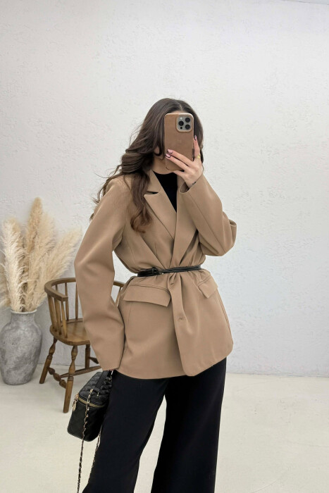 ONE COLOR LACING DETAIL WOMAN JACKET BEIGE/BEZHE - 1