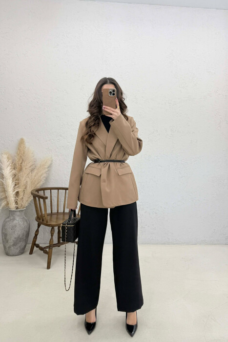 ONE COLOR LACING DETAIL WOMAN JACKET BEIGE/BEZHE - 2