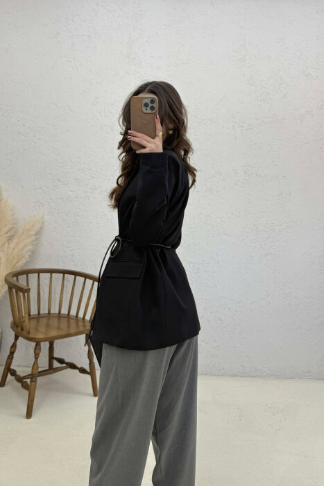 ONE COLOR LACING DETAIL WOMAN JACKET BLACK/ E ZEZE - 3