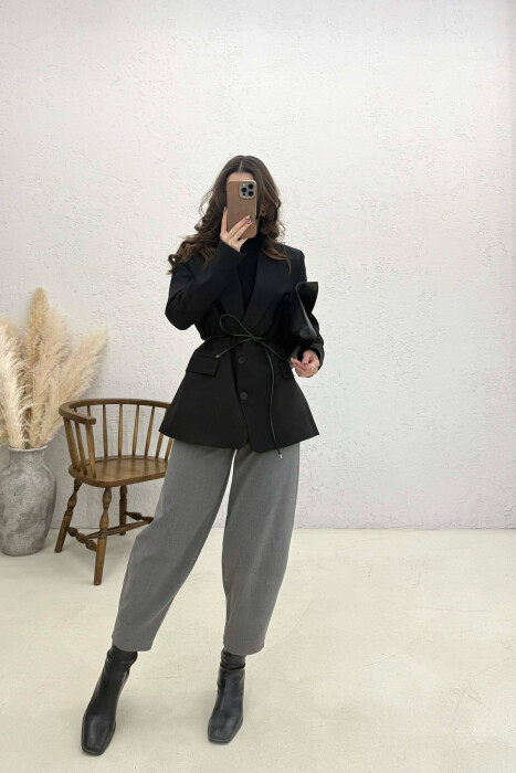 ONE COLOR LACING DETAIL WOMAN JACKET BLACK/ E ZEZE - 4