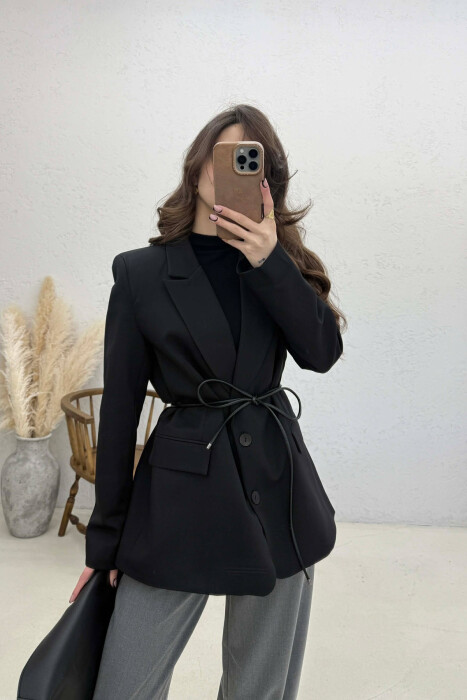 ONE COLOR LACING DETAIL WOMAN JACKET BLACK/ E ZEZE 