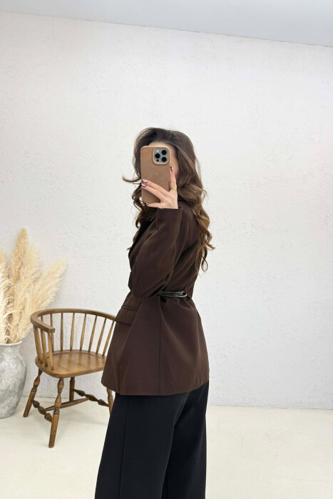 ONE COLOR LACING DETAIL WOMAN JACKET BROWN/KAFE - 3