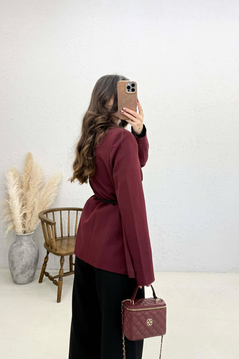 ONE COLOR LACING DETAIL WOMAN JACKET BURGUNDY/VISHNJE - 3