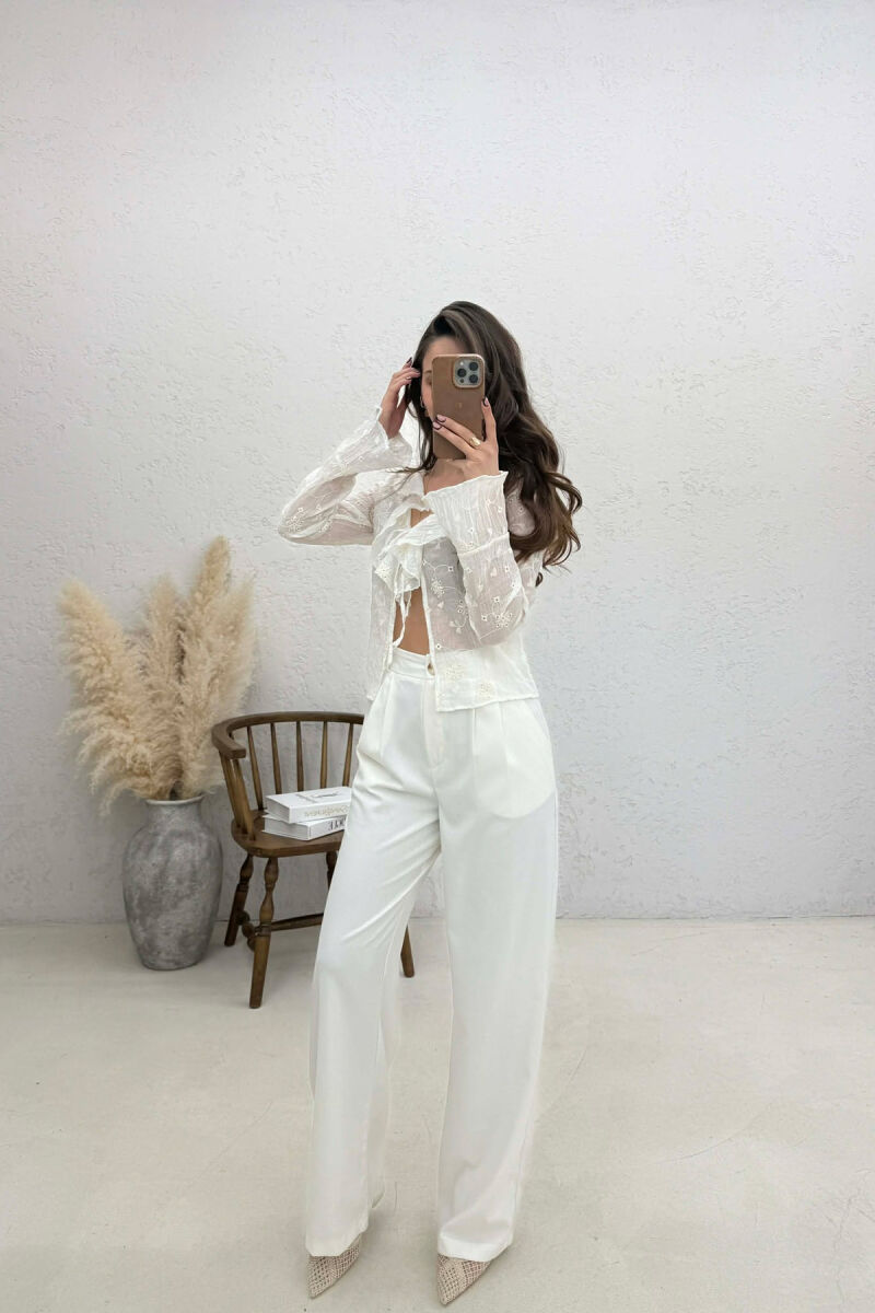 ONE COLOR LACING DETAIL WOMAN SHIRT WHITE-E BARDHE - 8