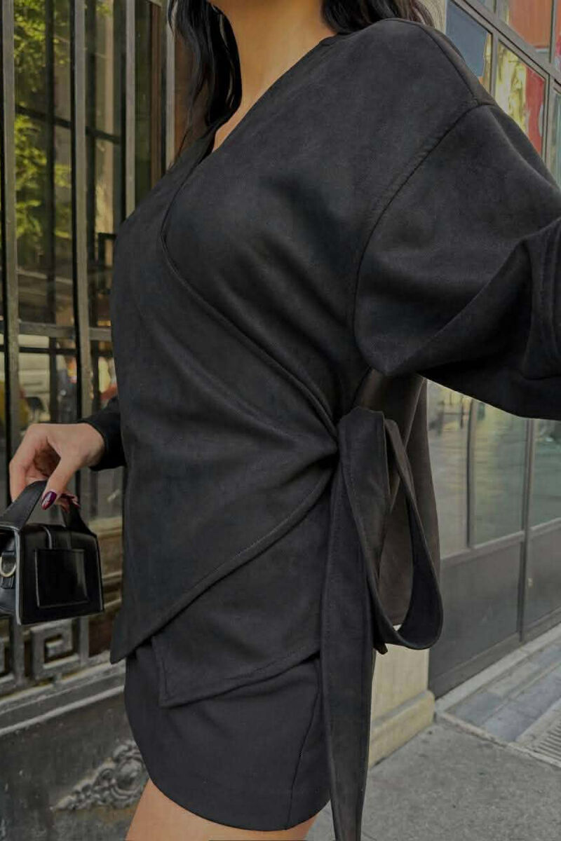 ONE COLOR LACING DETAIL WOMEN SHIRT BLACK/ E ZEZE - 5