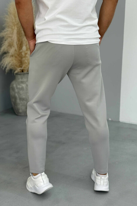 ONE COLOR LACING ELASTIC WAIST MEN PANTS GREY/GRI - 2