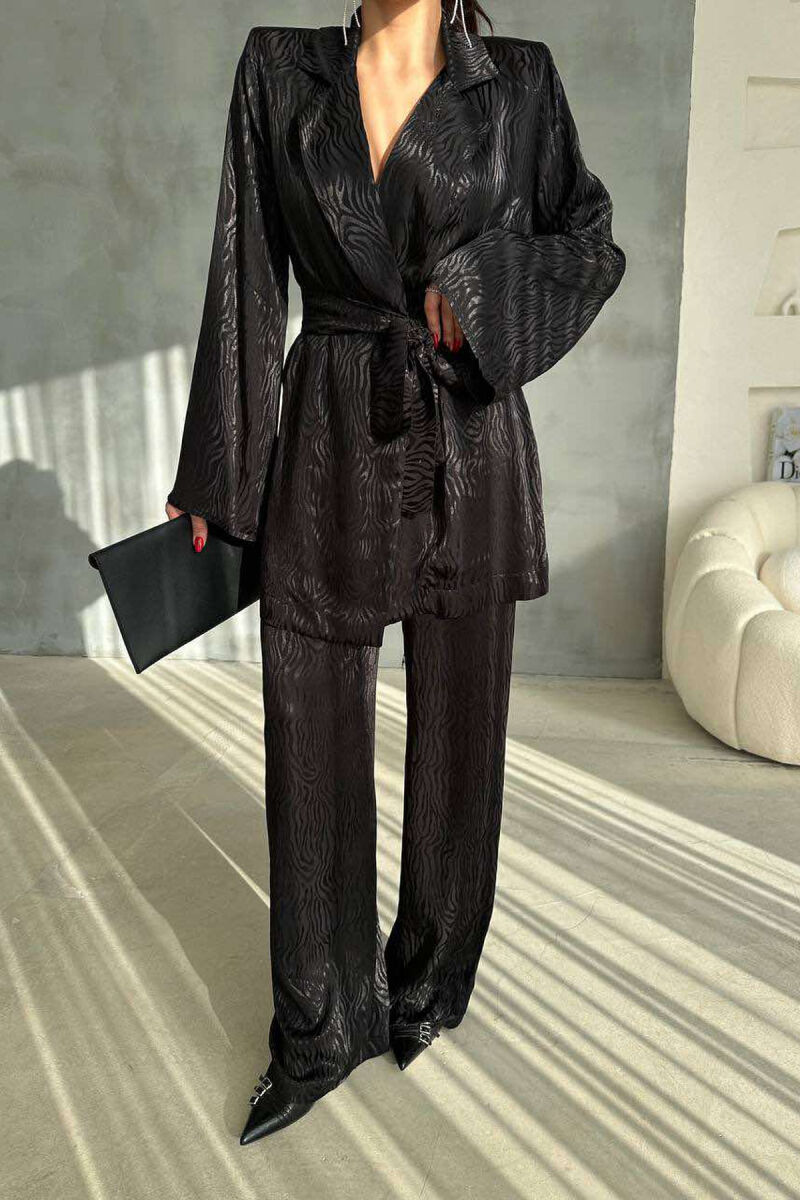 ONE COLOR LACING JACKET+TROUSERS WOMEN SET BLACK/ E ZEZE - 3