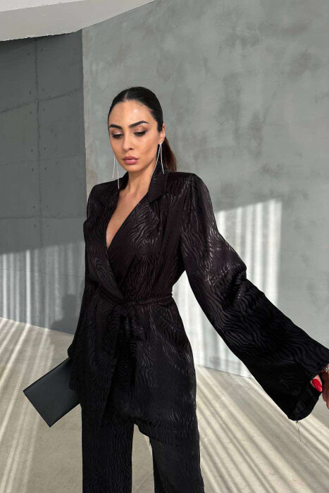 ONE COLOR LACING JACKET+TROUSERS WOMEN SET BLACK/ E ZEZE - 4