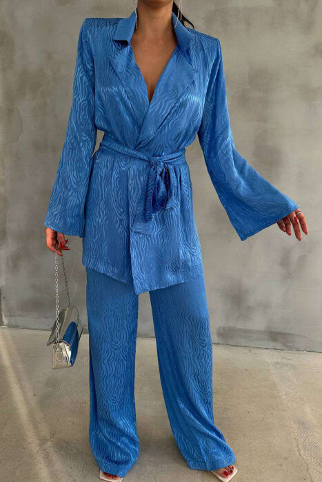 ONE COLOR LACING JACKET+TROUSERS WOMEN SET BLUE/BLU - 3