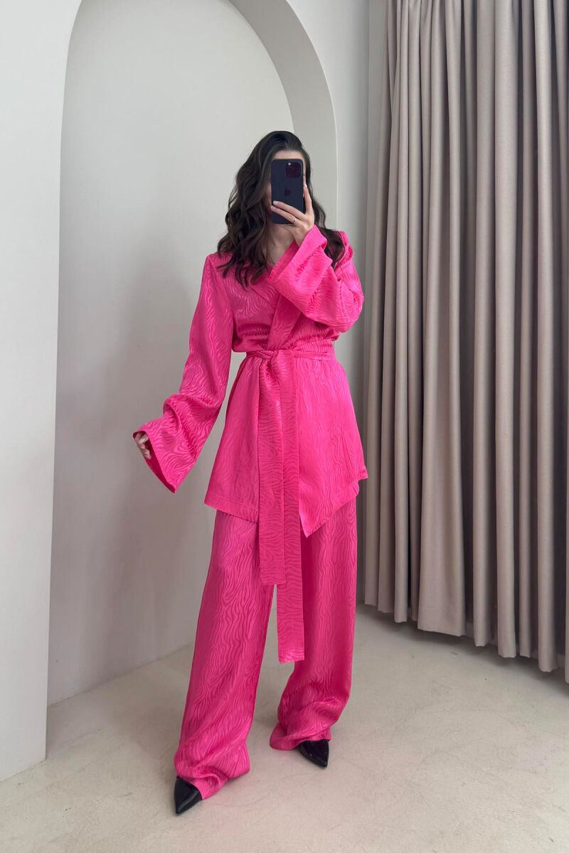 ONE COLOR LACING JACKET+TROUSERS WOMEN SET FUCHSIA/CIKLAMI - 3
