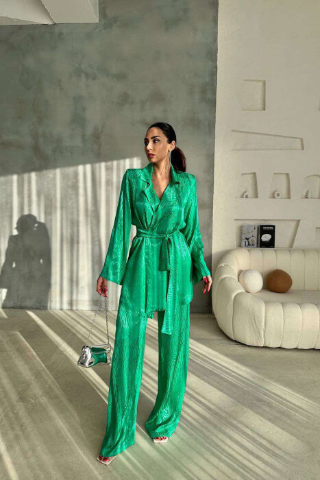 ONE COLOR LACING JACKET+TROUSERS WOMEN SET GREEN/JESHILE 