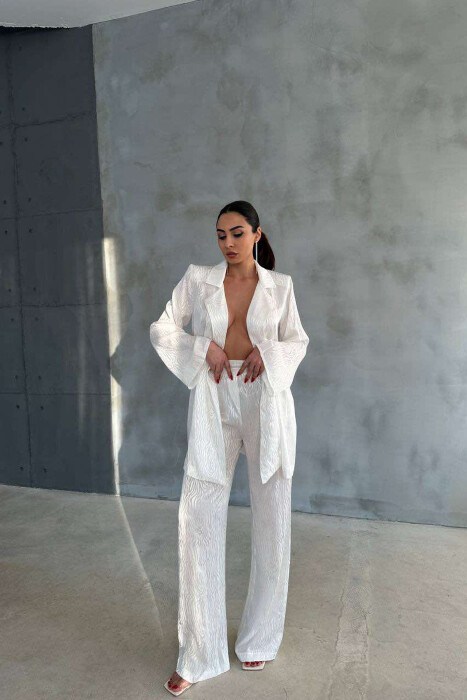 ONE COLOR LACING JACKET+TROUSERS WOMEN SET WHITE-E BARDHE - 4