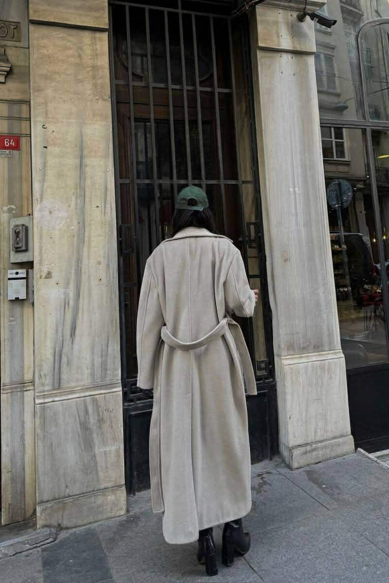 ONE COLOR LACING LONG WOMEN COAT GREY ASH/GRI HIRI - 3