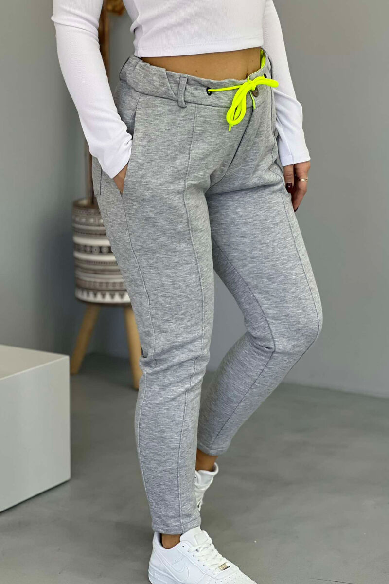 ONE COLOR LACING WOMEN SWEATPANTS LIGHT GREY/GZ - 1