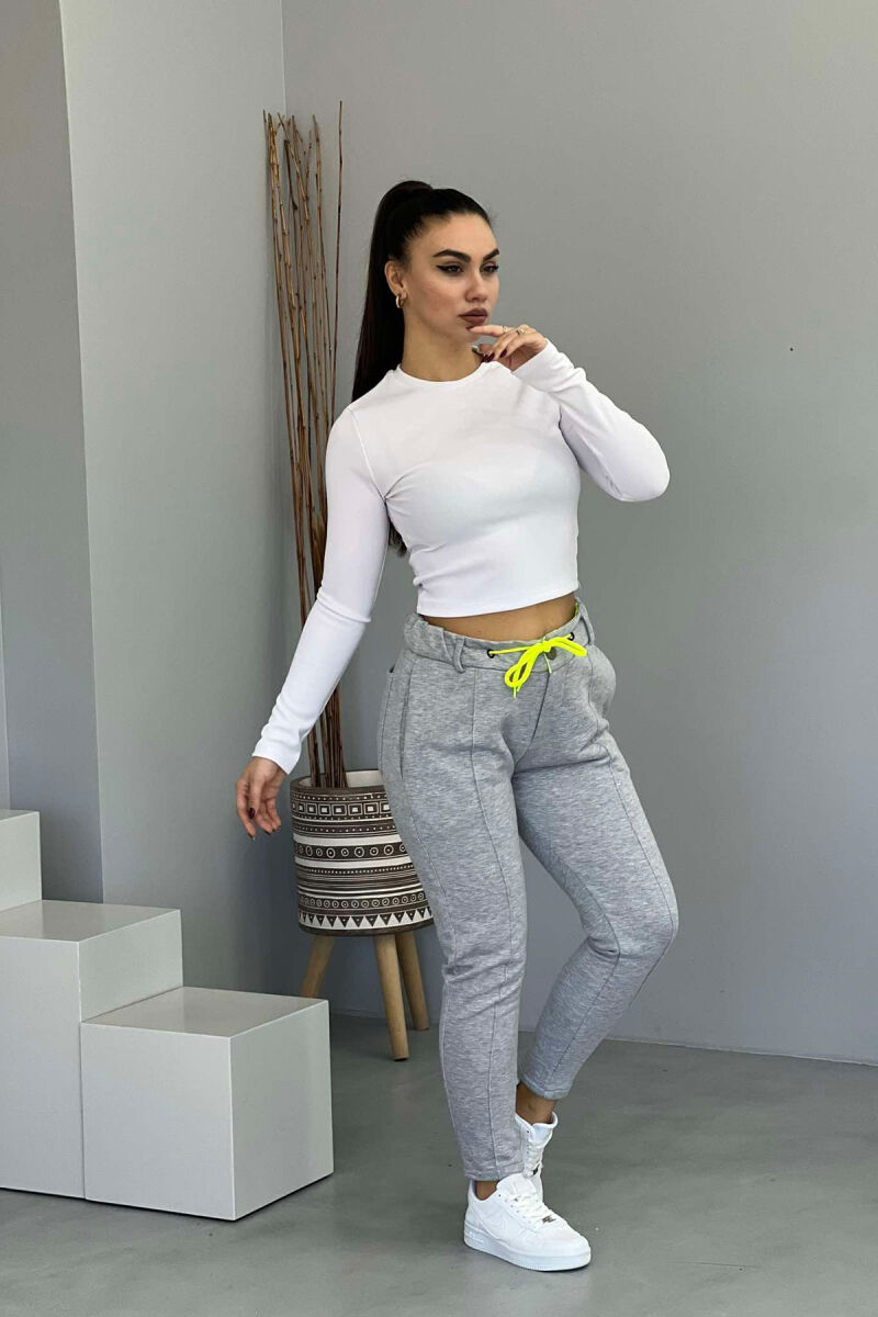 ONE COLOR LACING WOMEN SWEATPANTS LIGHT GREY/GZ - 2