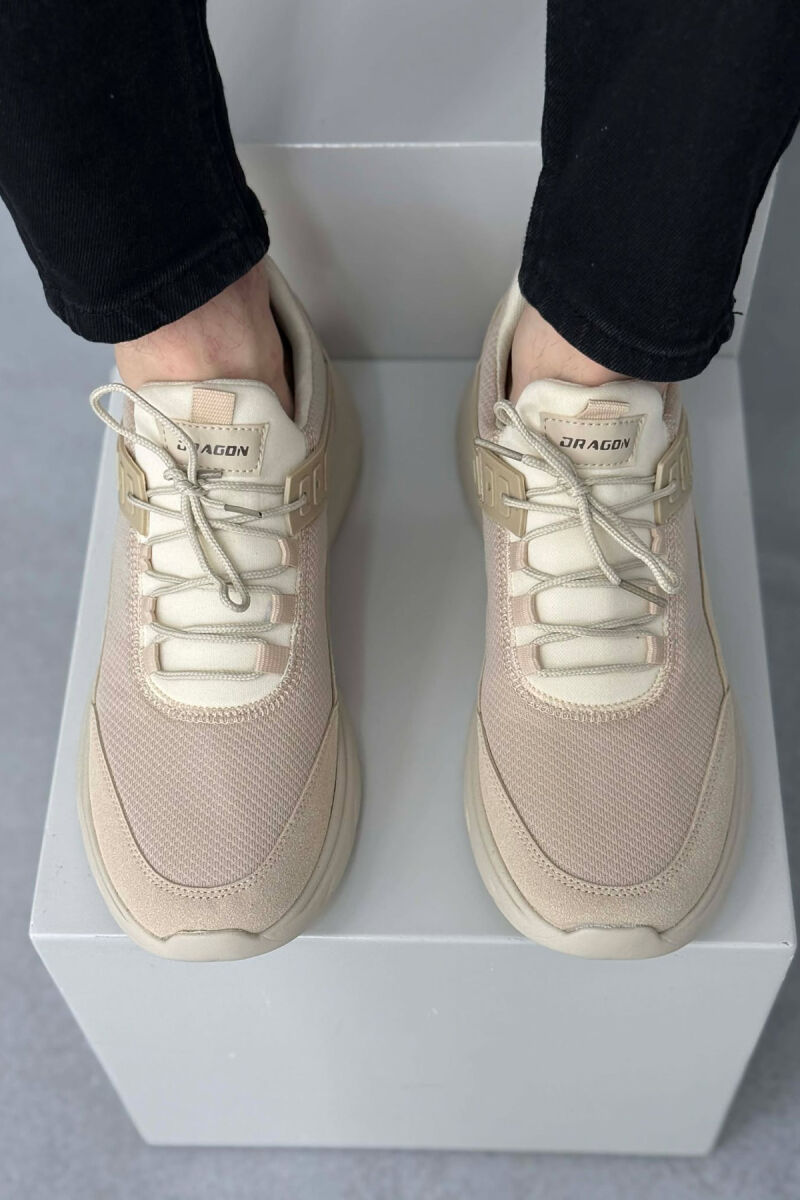 ONE COLOR LACING PLATFORM MEN SNEAKERS BEIGE/BEZHE - 4