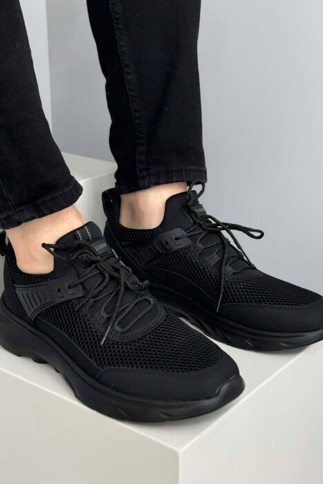 ONE COLOR LACING PLATFORM MEN SNEAKERS BLACK/ E ZEZE - 1
