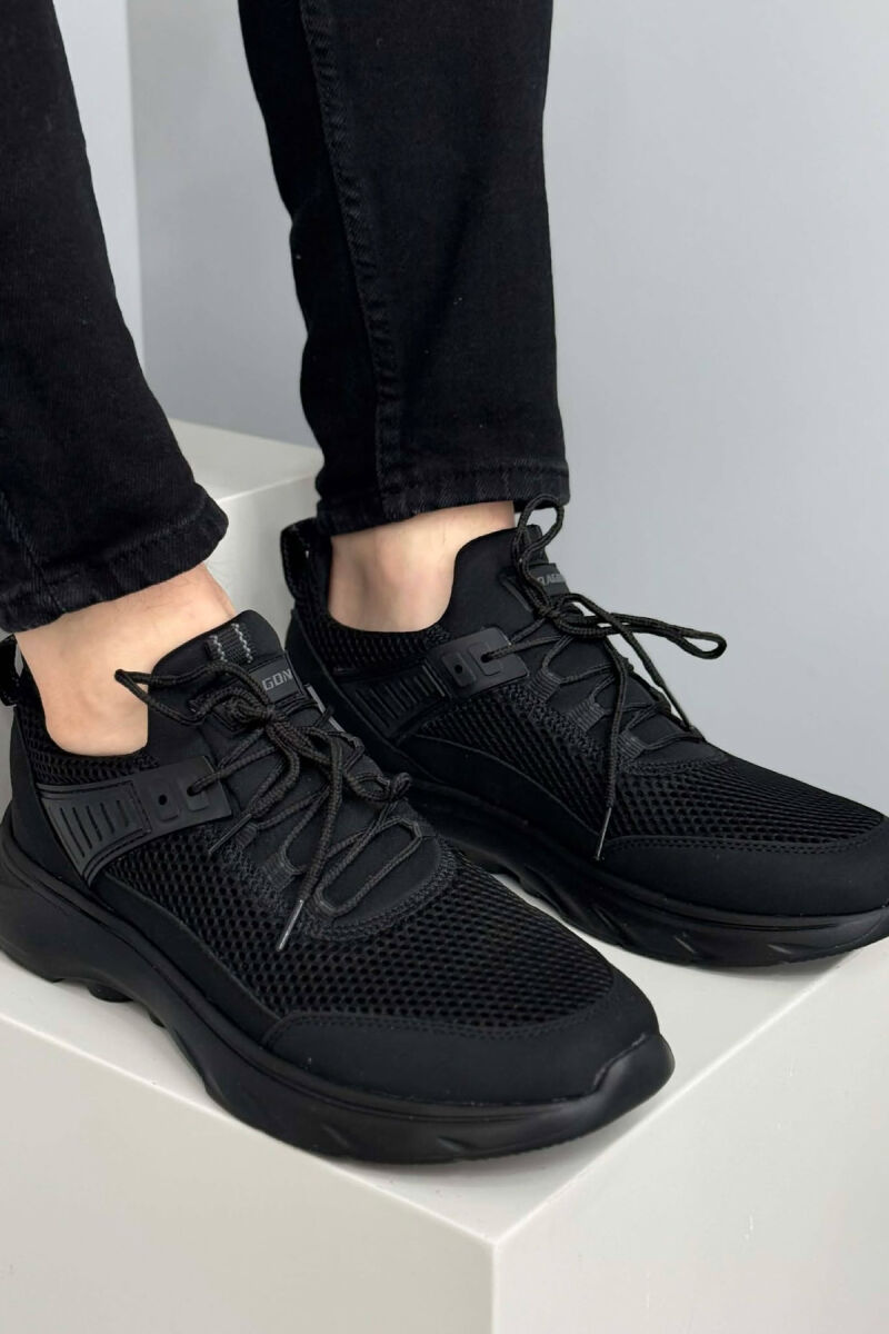 ONE COLOR LACING PLATFORM MEN SNEAKERS BLACK/ E ZEZE - 1