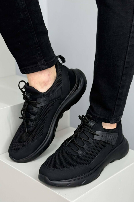 ONE COLOR LACING PLATFORM MEN SNEAKERS BLACK/ E ZEZE - 2