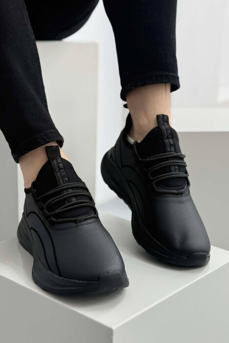 ONE COLOR LACING PLATFORM MEN SNEAKERS BLACK/ E ZEZE - 1