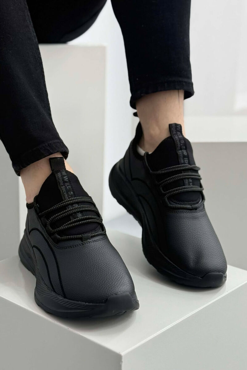 ONE COLOR LACING PLATFORM MEN SNEAKERS BLACK/ E ZEZE - 1