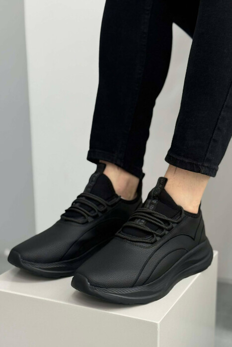 ONE COLOR LACING PLATFORM MEN SNEAKERS BLACK/ E ZEZE - 4