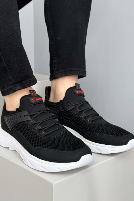 ONE COLOR LACING PLATFORM MEN SNEAKERS BLACK-RED/ZEKU 