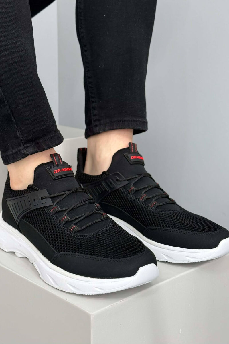 ONE COLOR LACING PLATFORM MEN SNEAKERS BLACK-RED/ZEKU - 1