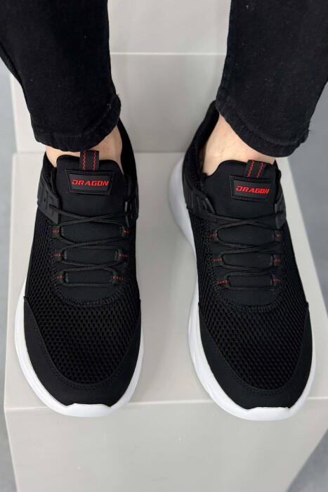 ONE COLOR LACING PLATFORM MEN SNEAKERS BLACK-RED/ZEKU - 2