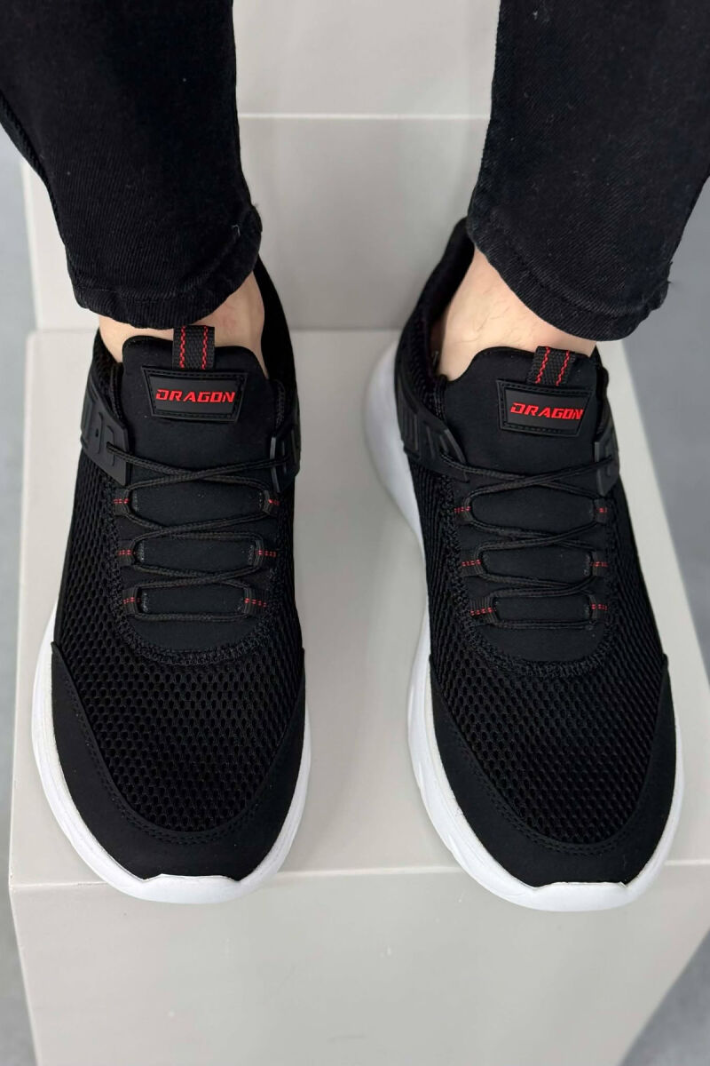 ONE COLOR LACING PLATFORM MEN SNEAKERS BLACK-RED/ZEKU - 2