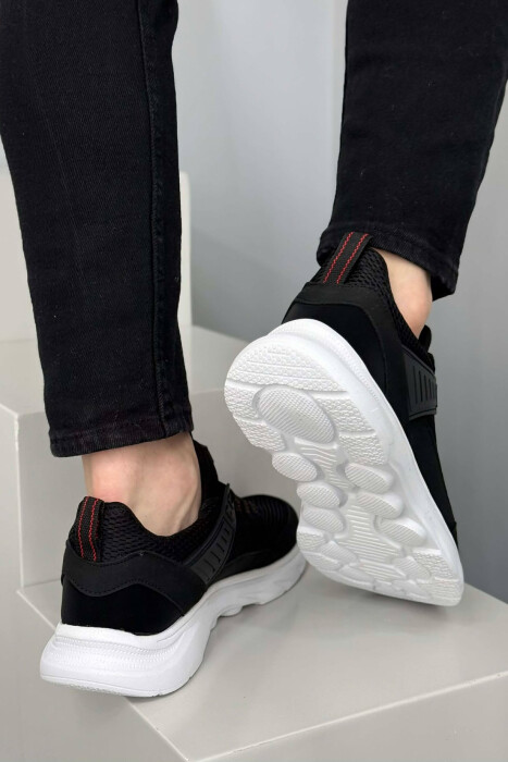 ONE COLOR LACING PLATFORM MEN SNEAKERS BLACK-RED/ZEKU - 4