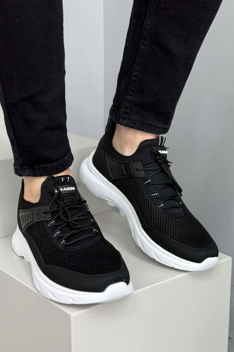 ONE COLOR LACING PLATFORM MEN SNEAKERS BLACK-WHITE/ZEBA - 3