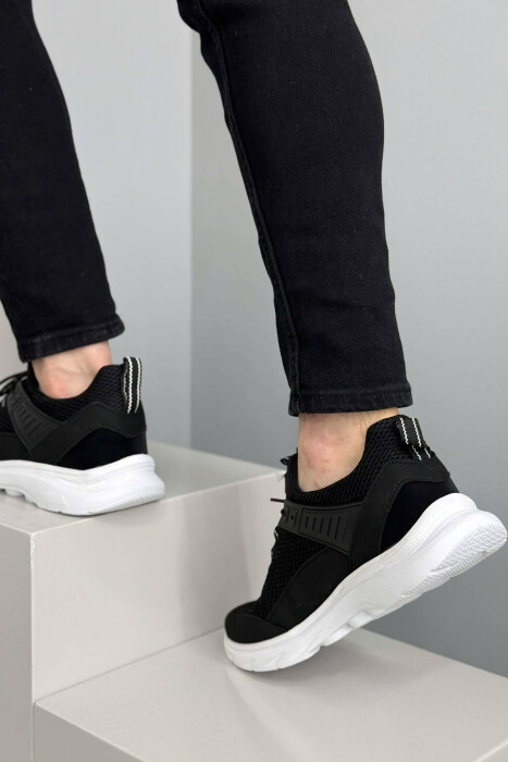 ONE COLOR LACING PLATFORM MEN SNEAKERS BLACK-WHITE/ZEBA - 5