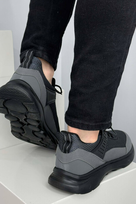 ONE COLOR LACING PLATFORM MEN SNEAKERS DARK GREY/GEE - 2