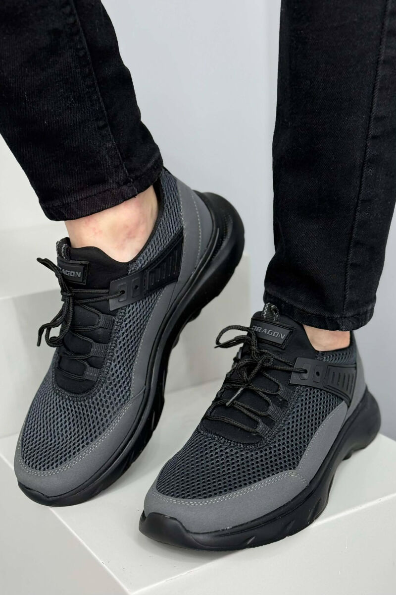 ONE COLOR LACING PLATFORM MEN SNEAKERS DARK GREY/GEE - 3