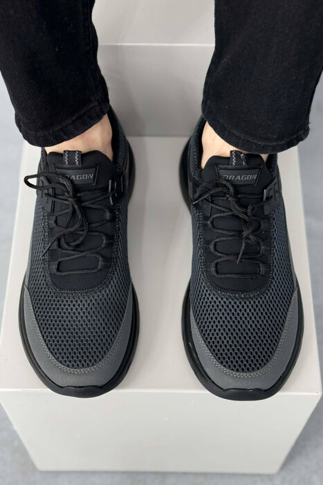 ONE COLOR LACING PLATFORM MEN SNEAKERS DARK GREY/GEE - 4